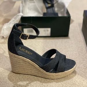 Ralph Lauren denim wedges NIB